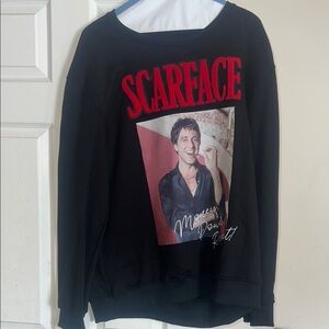 Scarface men’s Black Graphic Sweatshirt w/words money, power, respect, size 2X